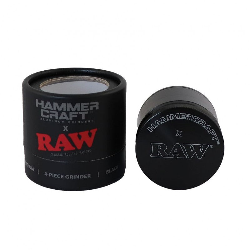 RAW Hammer Craft Grinder in Alluminio Nero Medio 4 Parti