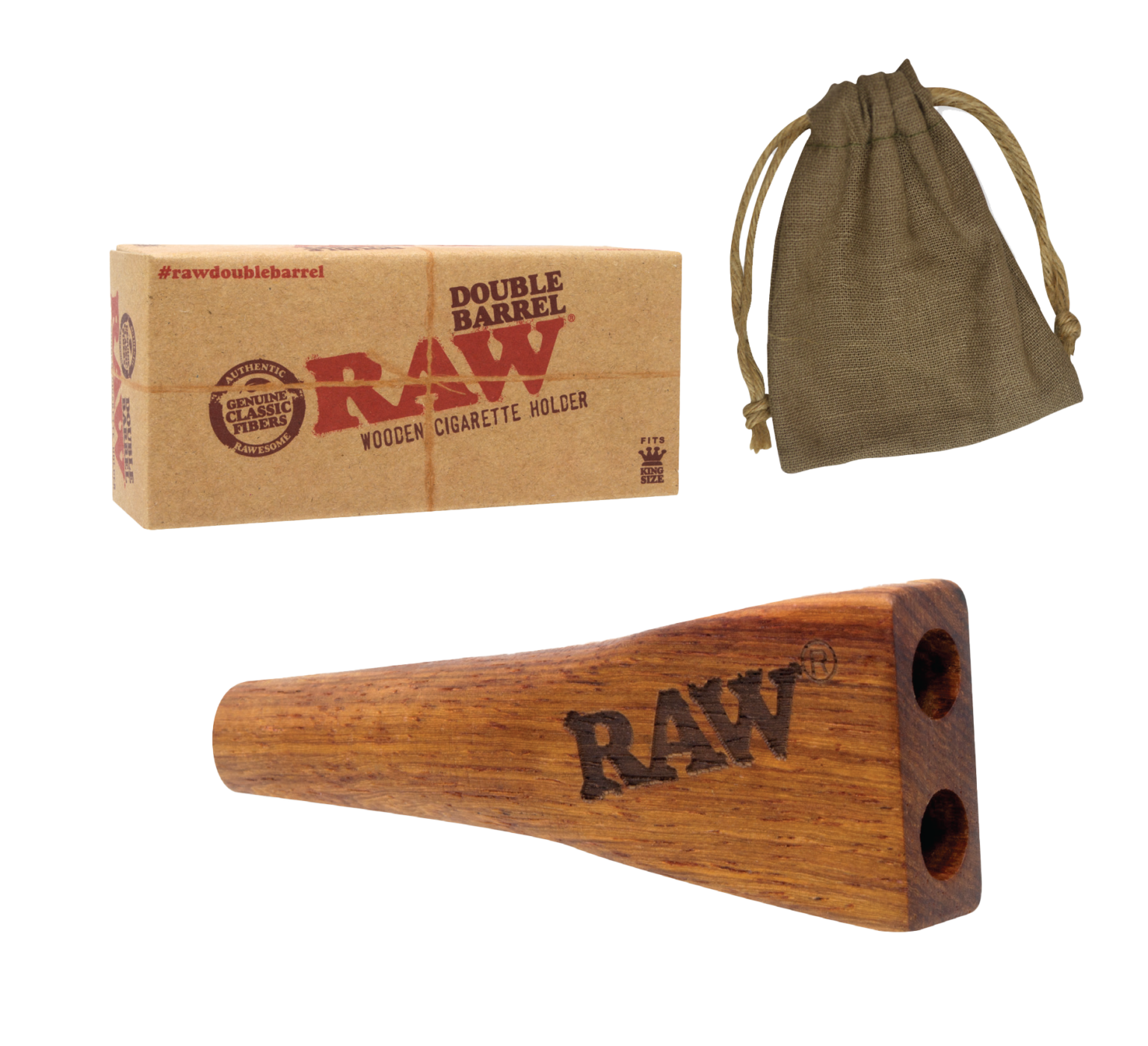 RAW Wooden Double Barrel Holder Bocchino In Legno