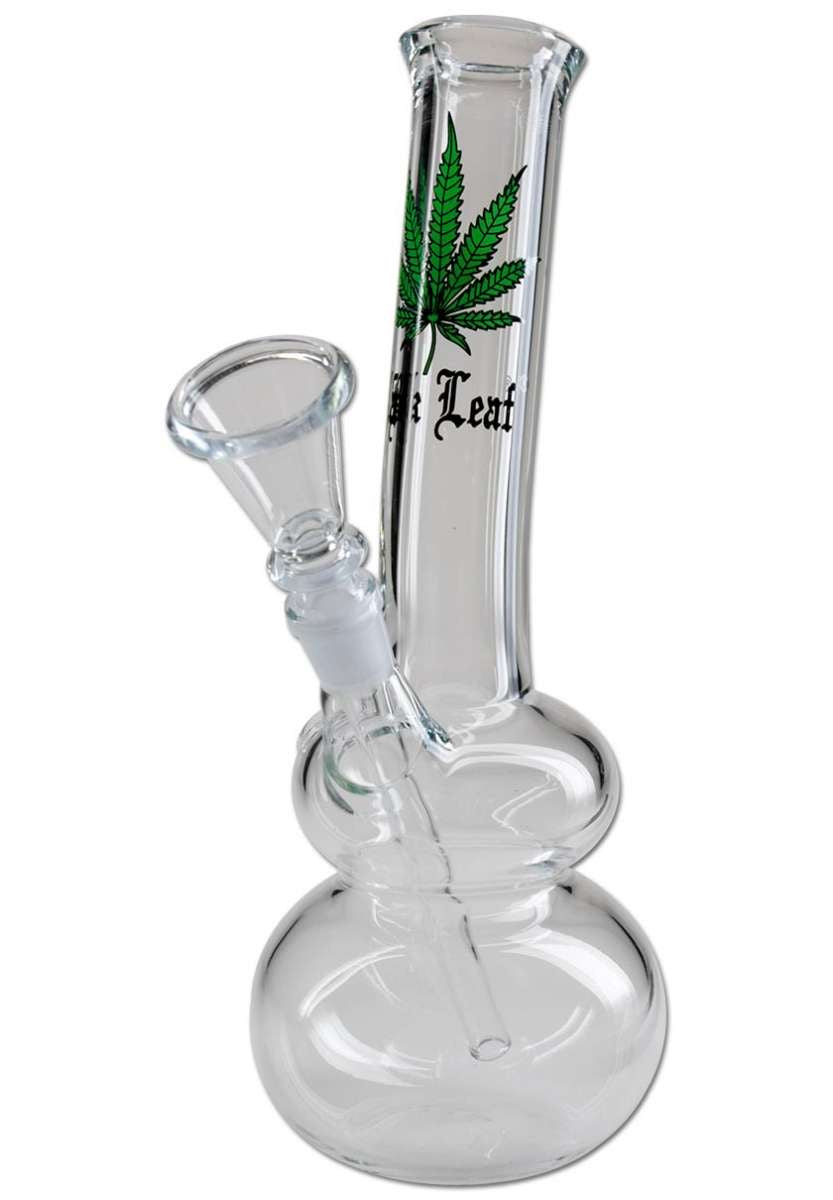 GLASS BONG DOUBLE BALL BLACK LEAF