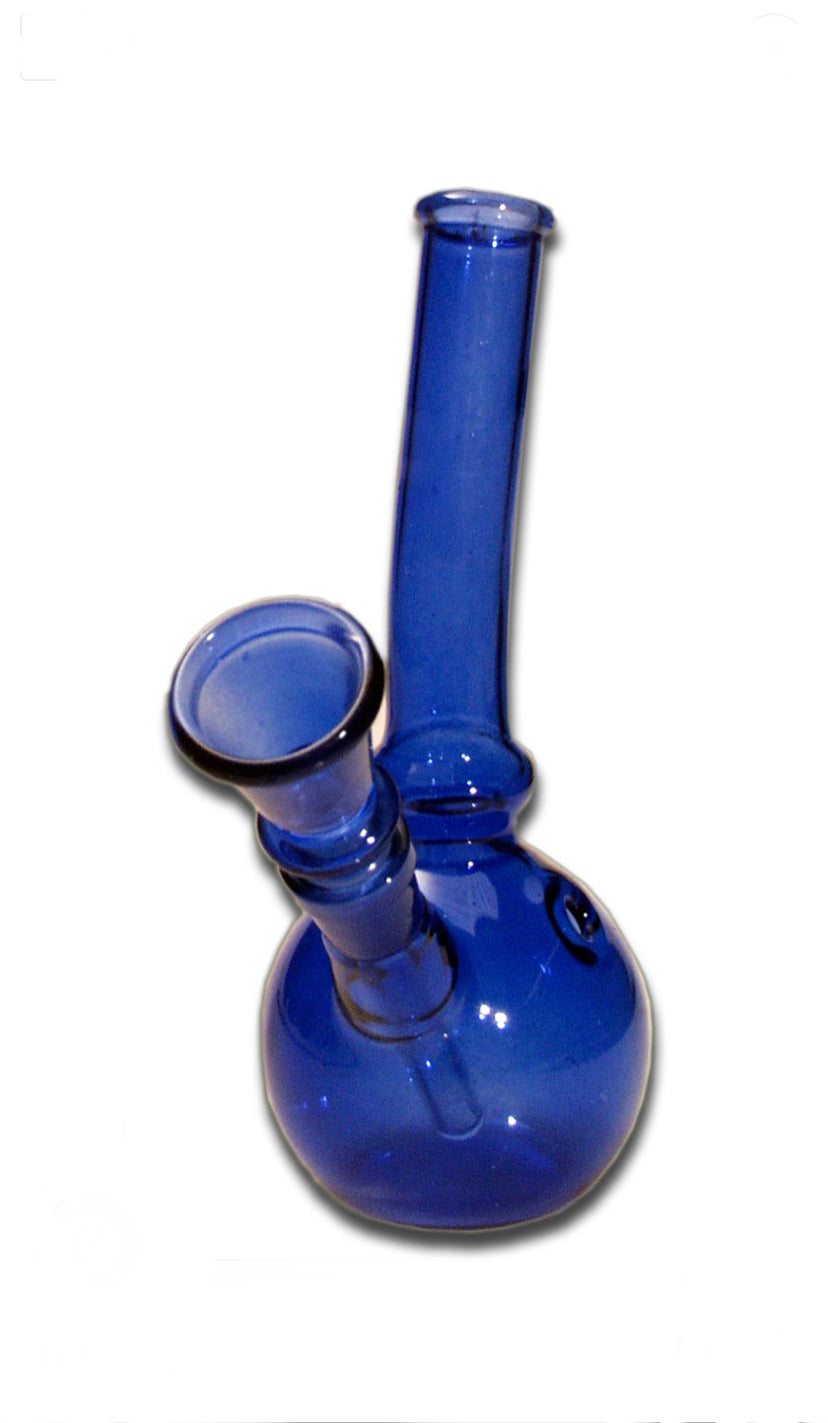 BONG IN VETRO BLUE BLACK LEAF