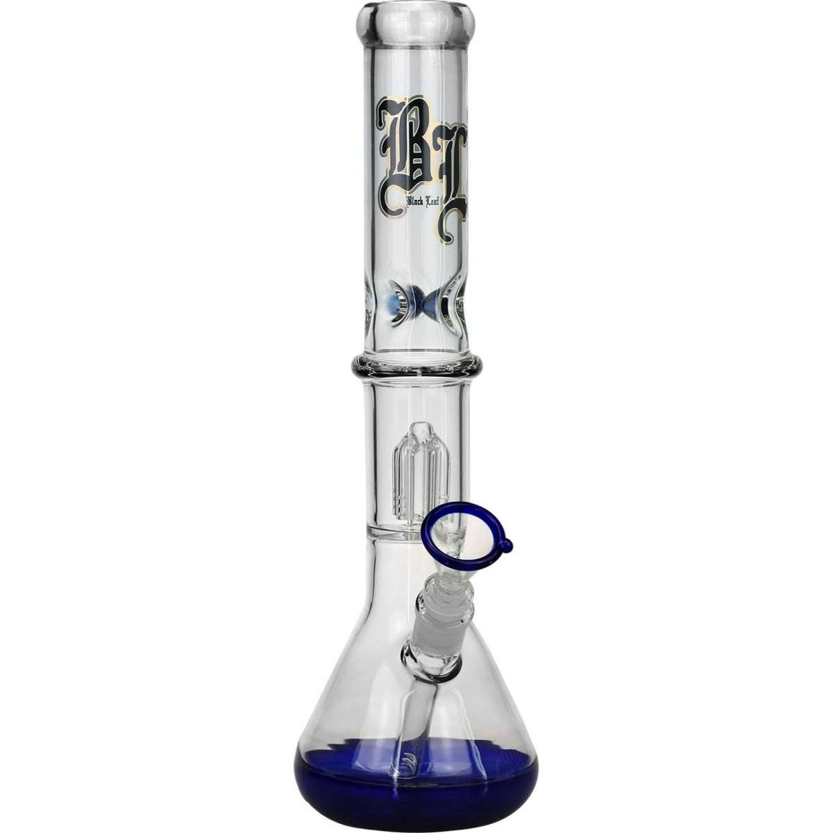 ICE BONG 4-PERCOLATOR BLUE BLACK LEAF